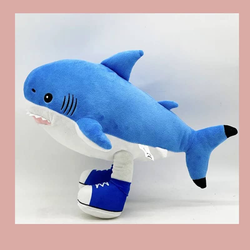 Peluche Baby Shark azul con zapatillas