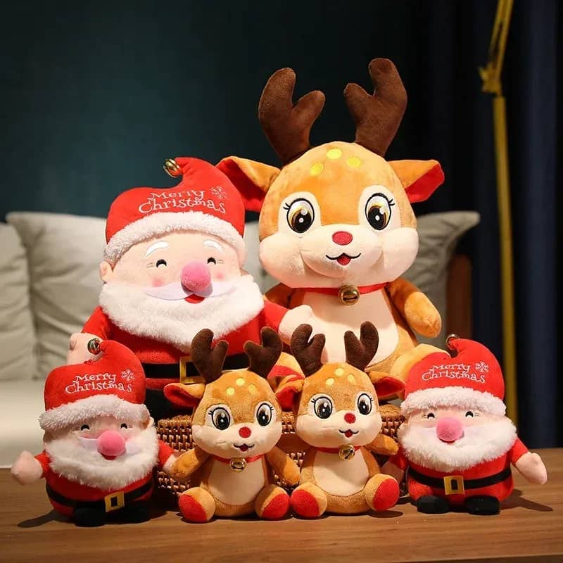 Muñecos Navidad: Peluche de Reno y Papá Noel Adorables
