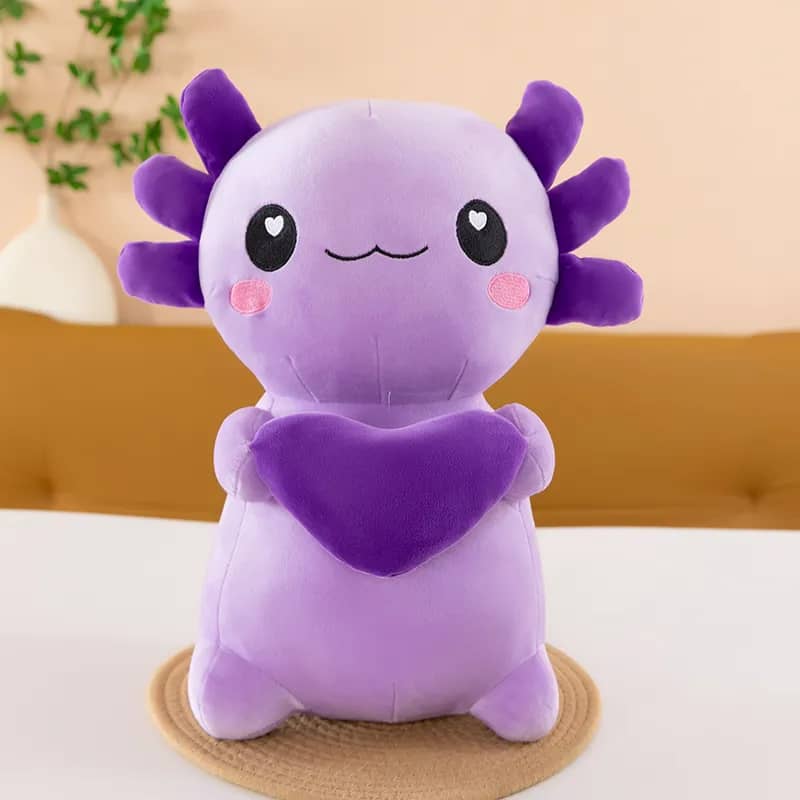 Peluche ajolote morado suave y adorable