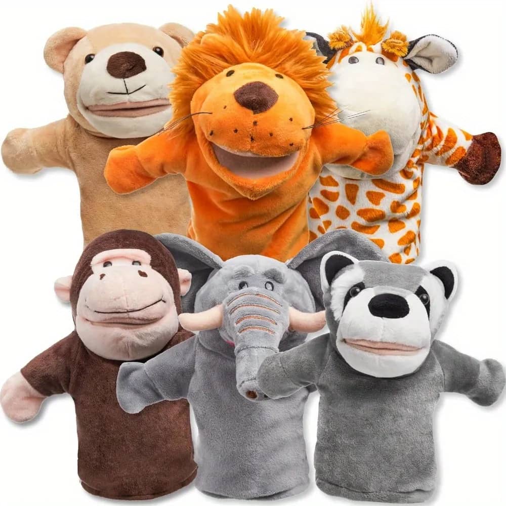 Marionetas de mano de peluche - Set 6 animales