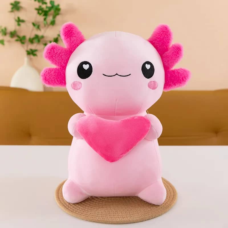 Peluche ajolote rosa pareja suave y adorable